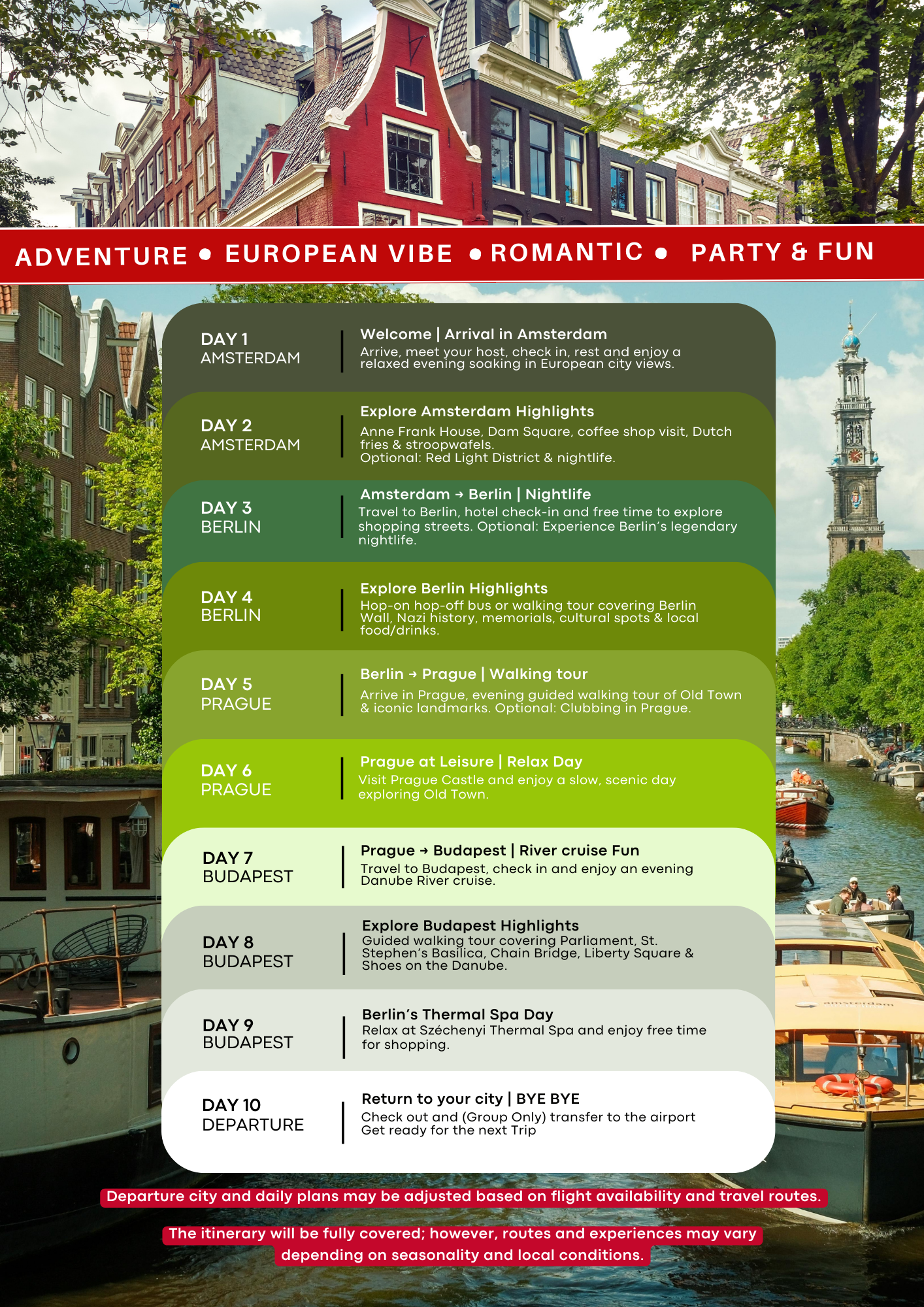 EUROPE | Amsterdam + Berlin + Prague + Budapest  | Mixed Group | MAY