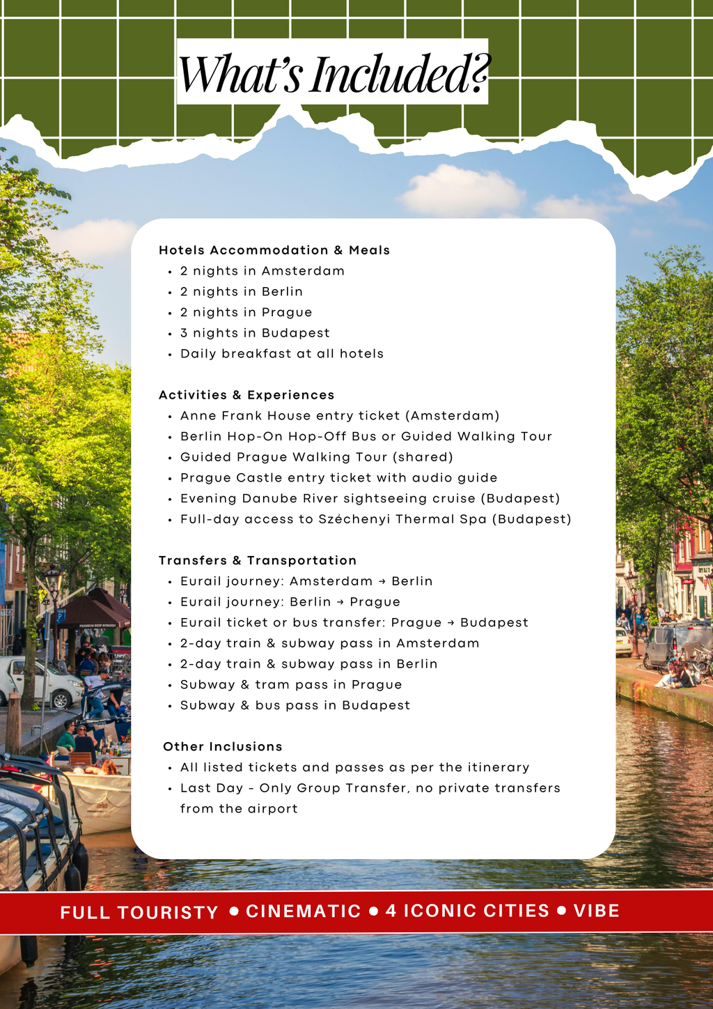 EUROPE | Amsterdam + Berlin + Prague + Budapest  | Mixed Group | MAY