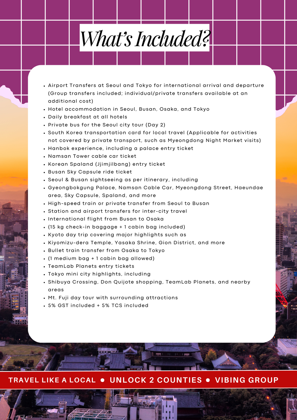 South Korea & Japan | Mixed Group | Open Dates