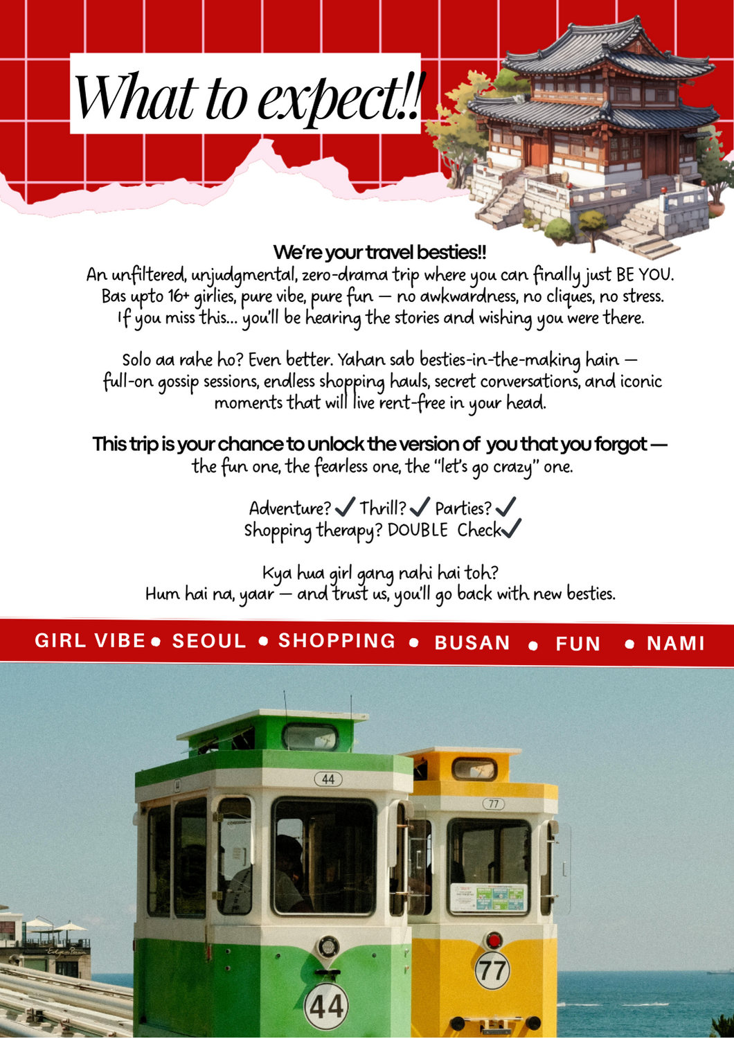 South Korea Girls Trip | Comfort 9.0 | End Aug-Sep