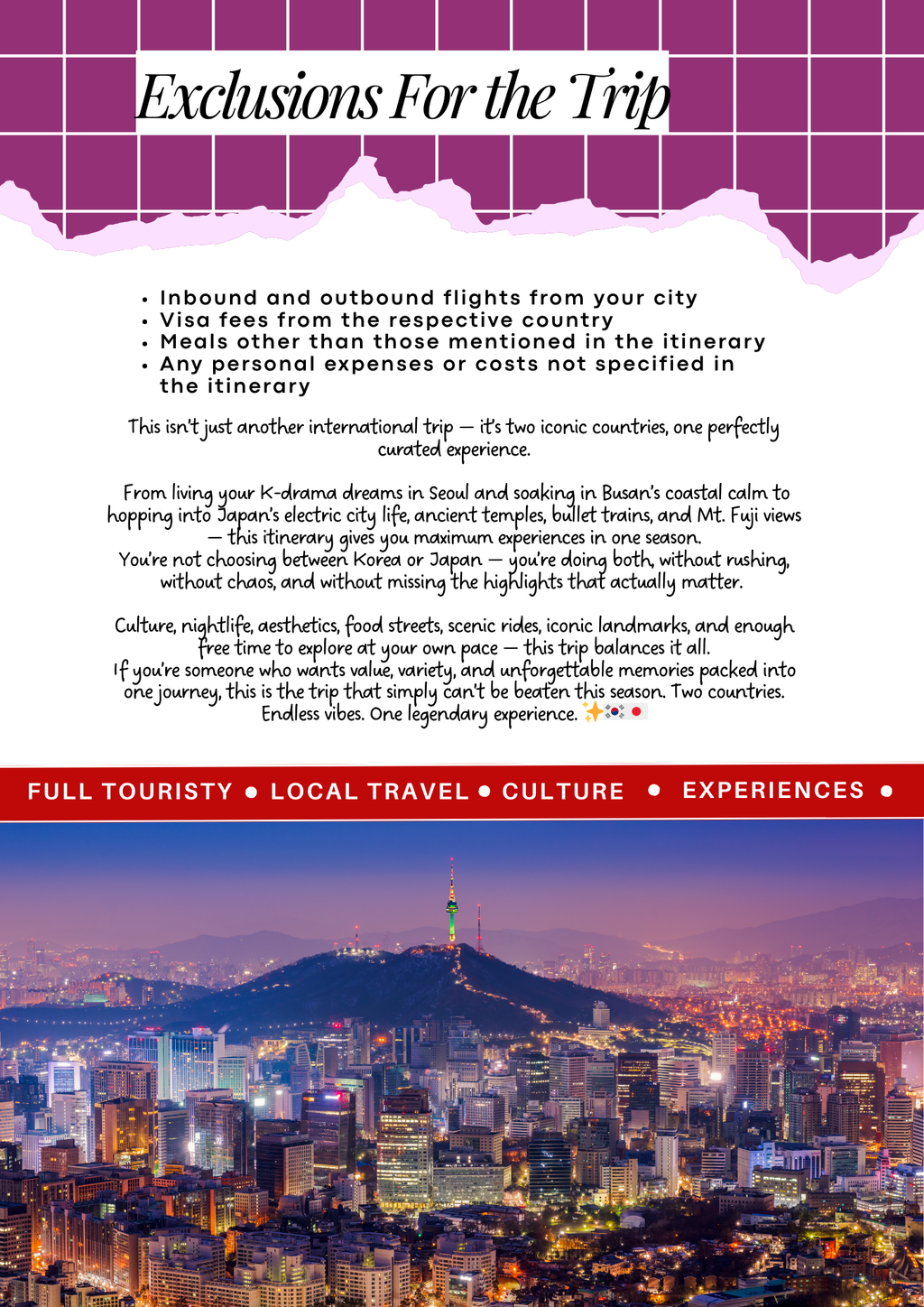 South Korea & Japan | Mixed Group | Open Dates